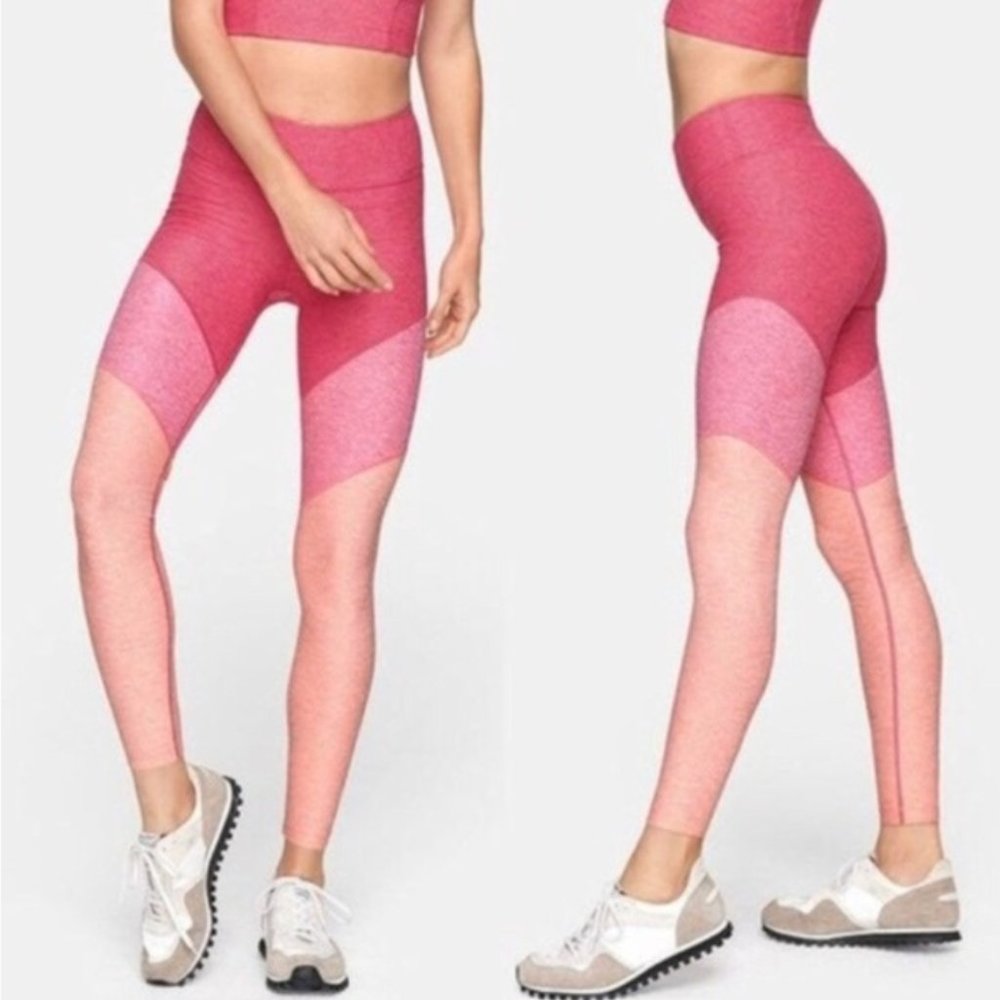 Outdoor Voices Springs 7/8 Legging in Flamingo Pink Color block Ombre, Sz M